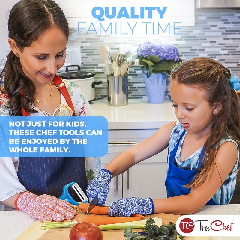 TruChef 5-Piece Kids Knife Set | Real Stainless Steel Cooking Knives with Peeler, Serrated Blade & Storage Stand | Safe, Easy-Grip Design â€“ Fun Junior Chef Set for Boys & Girls (5 pcs, Blue) - Image 2